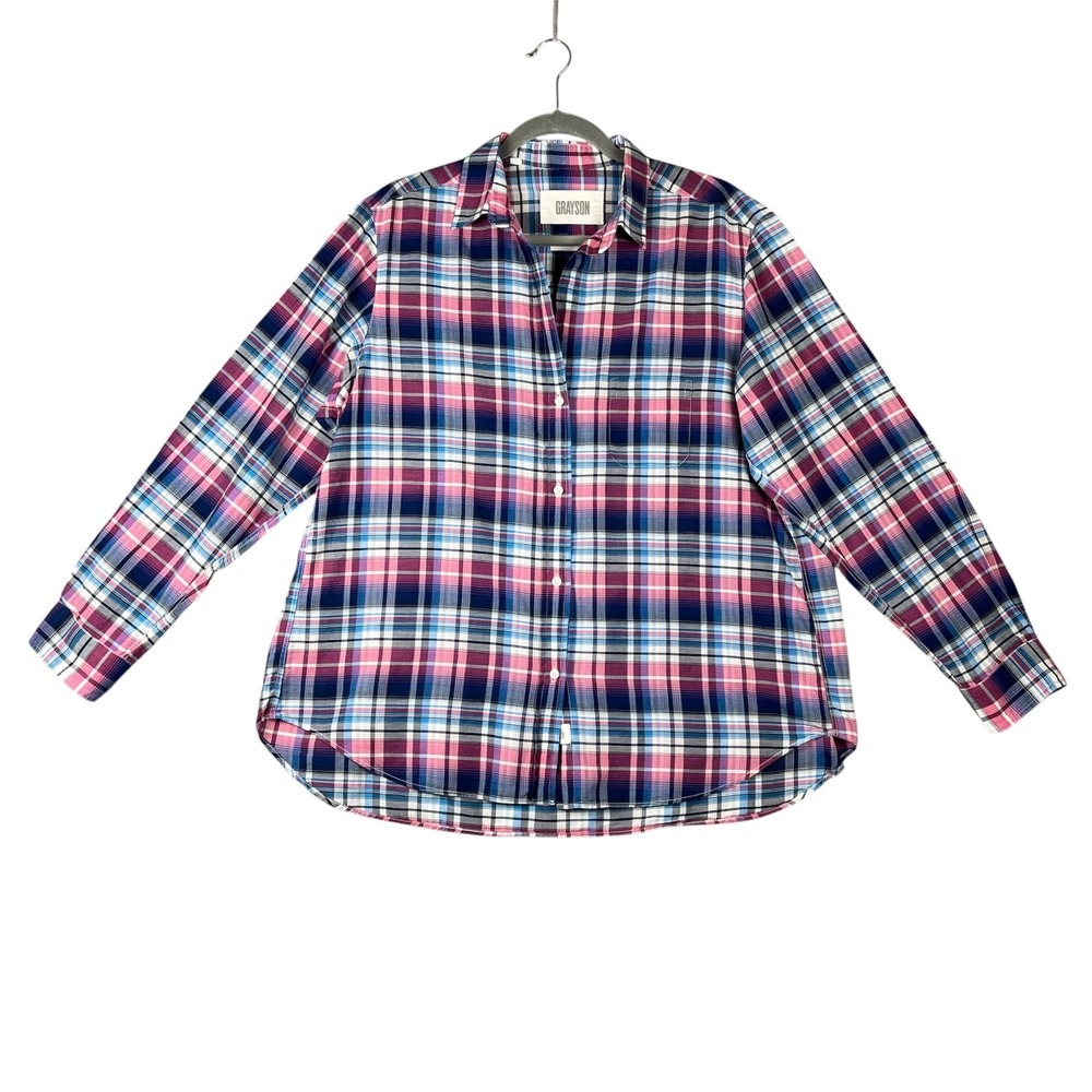 GRAYSON‎ by Frank & Eileen The Hero Shirt Womens Pink Plaid Size 5 (XL) COTTON